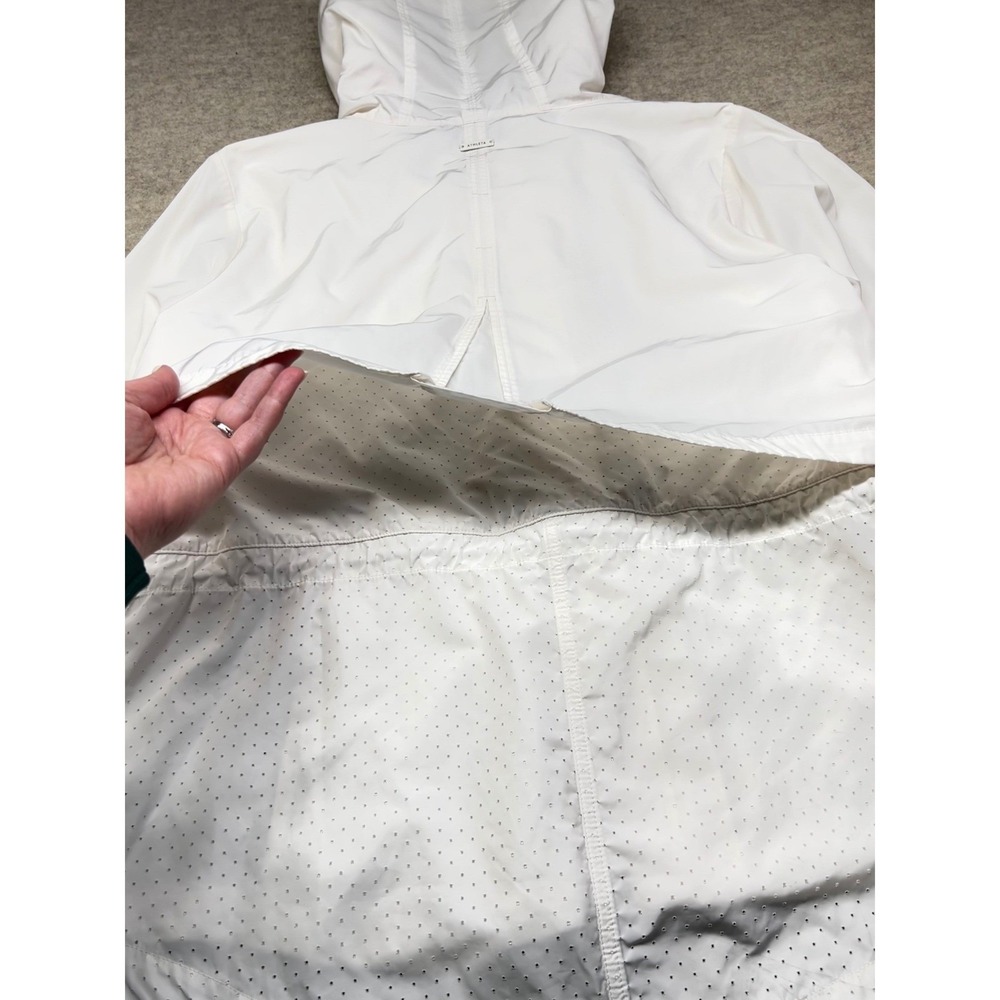 Athleta Windbreaker Jacket Women XL White Good Hooded Perforated Ventilated Back - Picture 9 of 12